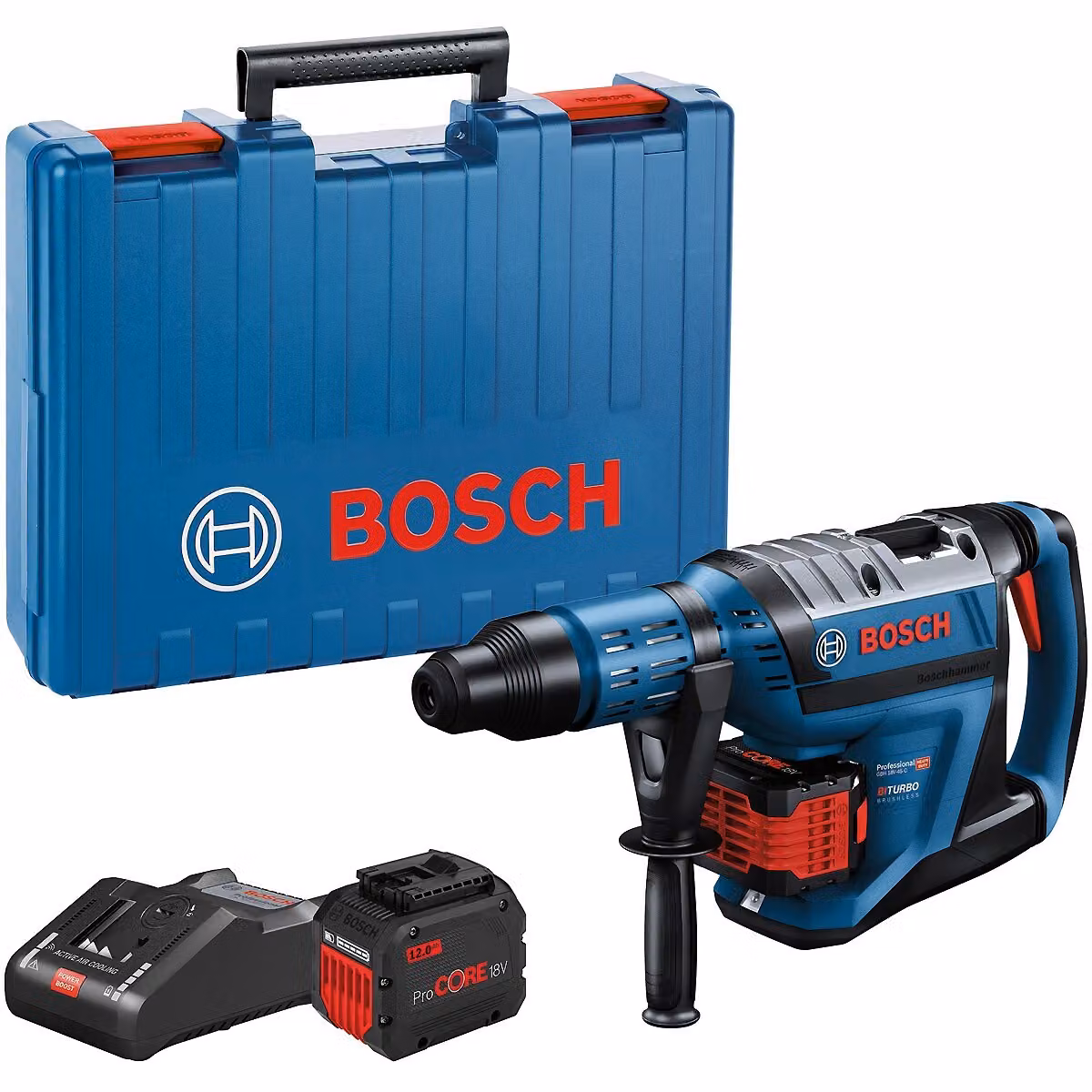Bosch Professional BITURBO GBH 18V-45 C - martello perforatore a batteria (senza spazzole, 18V, 12,5 J, Ø max. calcestruzzo 45 mm, SDS max, connettività, 2 bat. ProCORE 12.0Ah, valigetta)