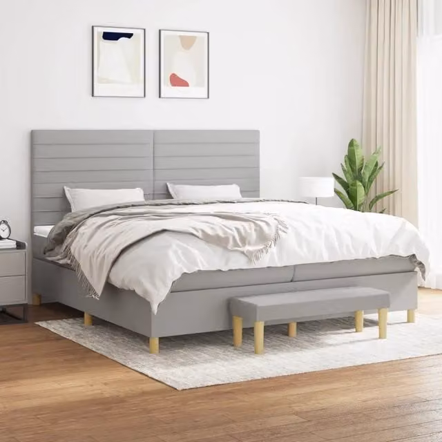 Letto Ibrido con Giroletto a Molle e Materasso vidaXL Grigio Chiaro e Bianco L/P/H: 200 x 200 x 128 cm