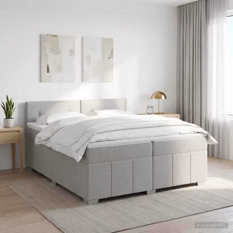 Letto box spring con materasso a molle insacchettate vidaXL Grigio Chiaro 200 x 200 cm