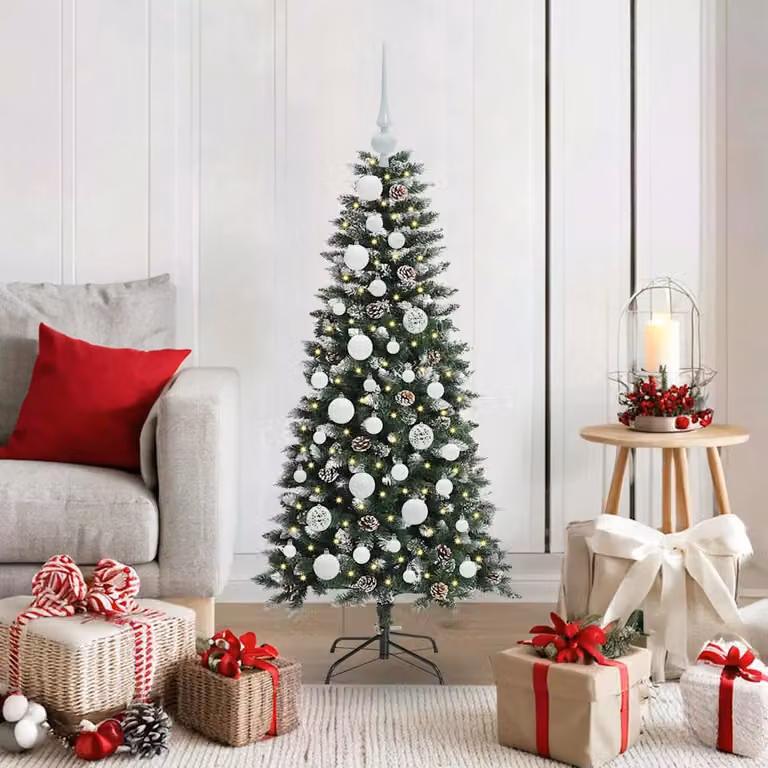 Albero di Natale artificiale moderno vidaXL verde con luci LED bianco caldo