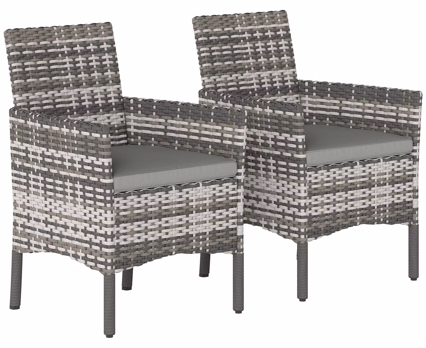 Set di 2 sedie da giardino in polyrattan con 2 poltrone Cuscini rimovibili Struttura in acciaio Grigio