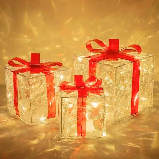 Set di decorazioni natalizie con 3 scatole regalo illuminate - Pacchetto natalizio - Decorazioni natalizie – Albero di Natale - Luci natalizie da mettere sotto l'albero