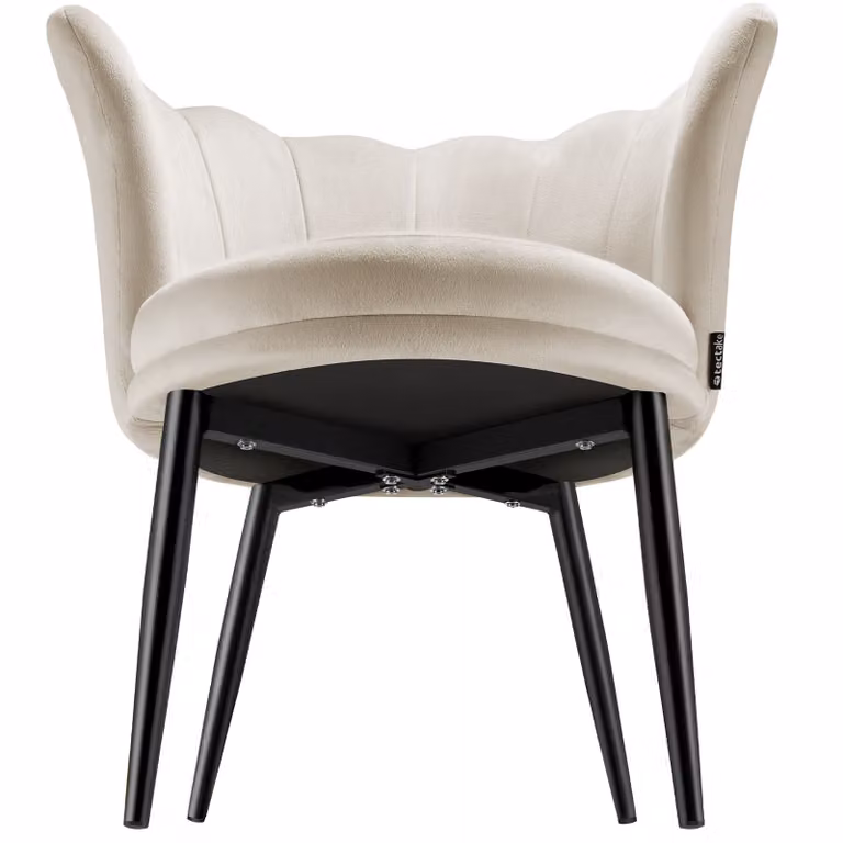 Poltrona Stella tectake in velluto beige e nero con struttura in metallo e legno, design moderno con braccioli, L: 67 cm, P: 64 cm, H: 76 cm