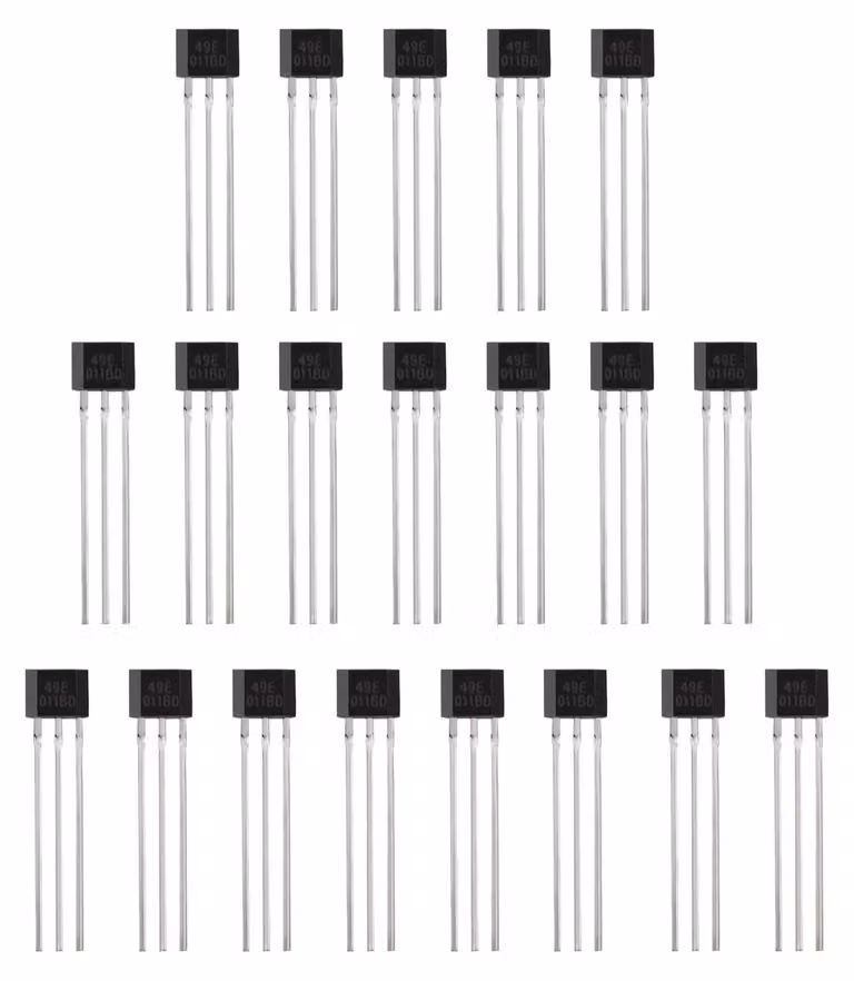 20 sensori Hall lineari, modello 49E, con package TO-92, 3 pin, tensione di alimentazione da 3 a 6,5V
