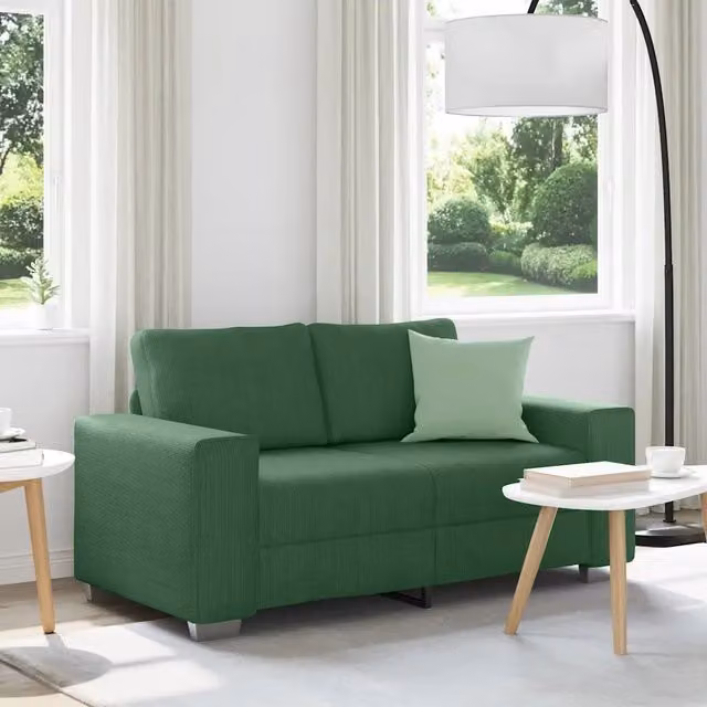 Divano Divanetto-Sofa Verde Scuro 120cm Tessuto di Velluto a Coste