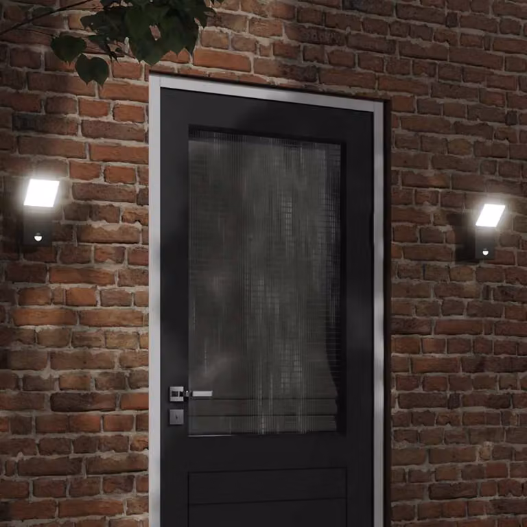 Applique da esterno vidaXL con LED e sensore di movimento in alluminio nero