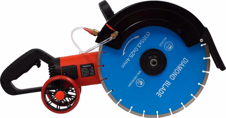 Troncatrice per calcestruzzo elettrica, 3500W, diametro del disco da 350mm, profondità di taglio massima 135mm, velocità a vuoto 4100 giri/min, peso 14 kg