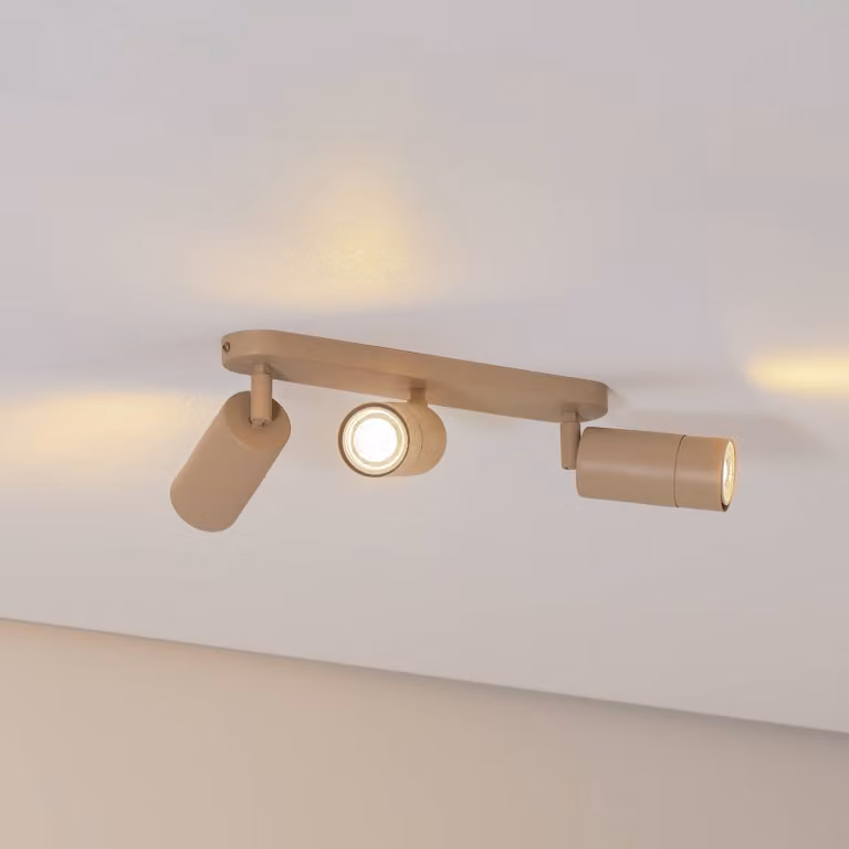 Faretto da soffitto Link, beige, lunghezza 33 cm, a 3 luci. Link Luminex, dimmerabile, Crema / Ambra, Soggiorno / Sala da pranzo, Metallo, Moderno, Faretto alogeno