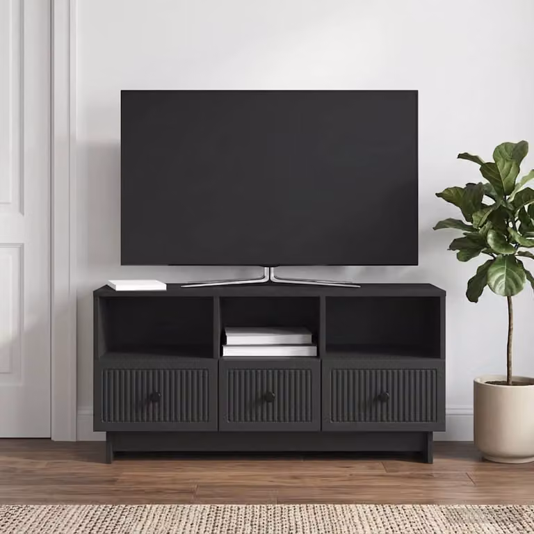 Mobile TV vidaXL Nero in Legno MDF per Soggiorno L/P/H: 102 x 34,5 x 50 cm
