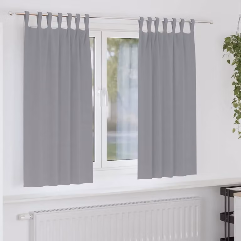 Set di 2 tende blackout vidaXL con anelli in poliestere, colore grigio, L: 140 cm x H: 175 cm