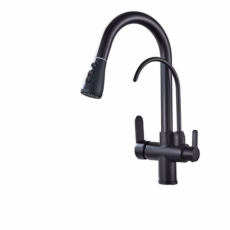 Rubinetto da cucina, filtro per acqua depurata, rotazione di 360 gradi, nero