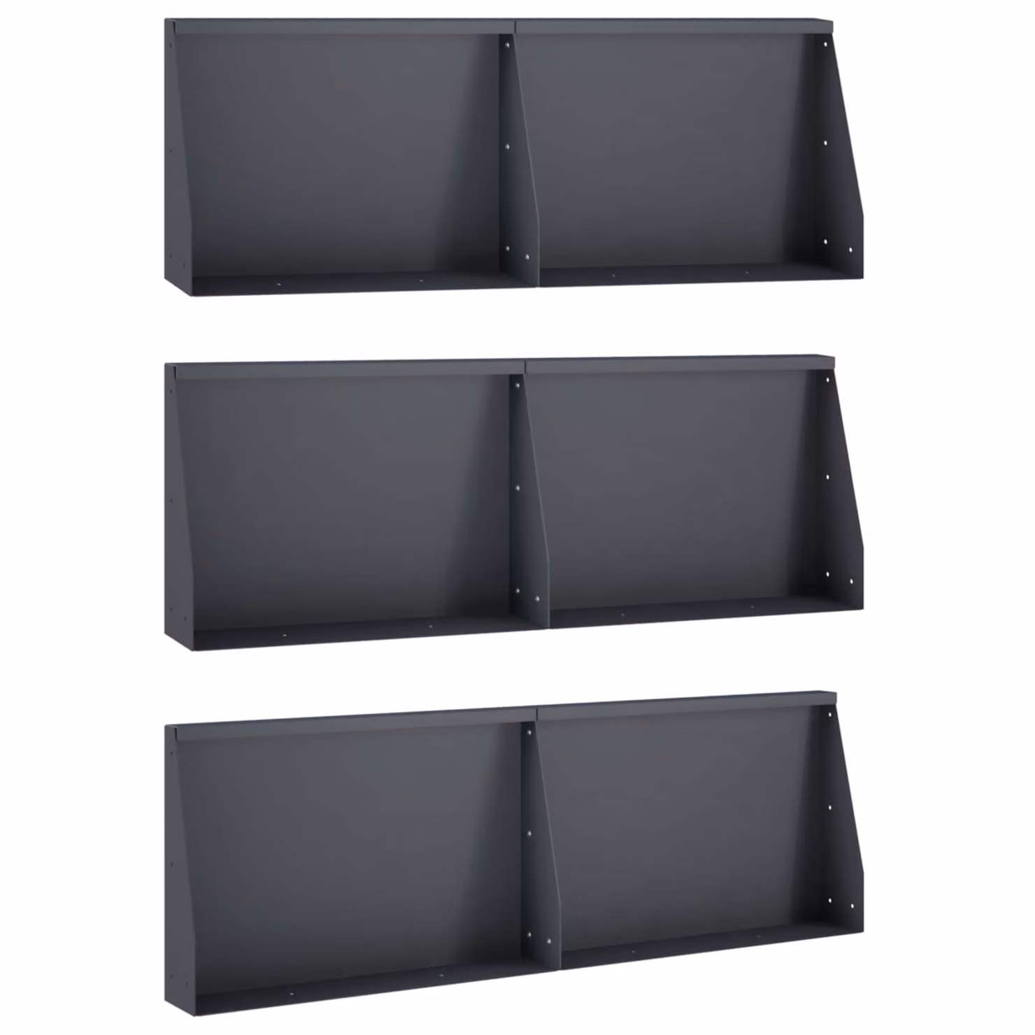 Set di 6 muretti per aiuole rialzate vidaXL in acciaio color antracite, L: 60 cm, P: 12 cm, H: 40 cm