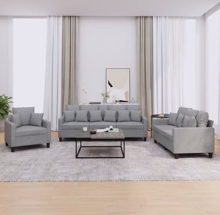 Maison Exclusive - Set divano 3 pezzi con cuscini in tessuto grigio chiaro