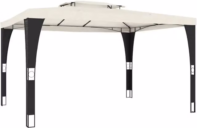 Gazebo moderno con tetto a capanna in acciaio e poliestere, L/P: 398 x 298 cm, disponibile in antracite, beige o bianco