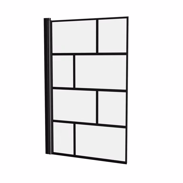 MARWELL Schermo pieghevole per vasche da bagno Schermo doccia Mattoni a 1 anta, 75 x 125 cm Nero opaco Parete divisoria in vetro per vasca da bagno - installazione su piatto doccia o piastrelle