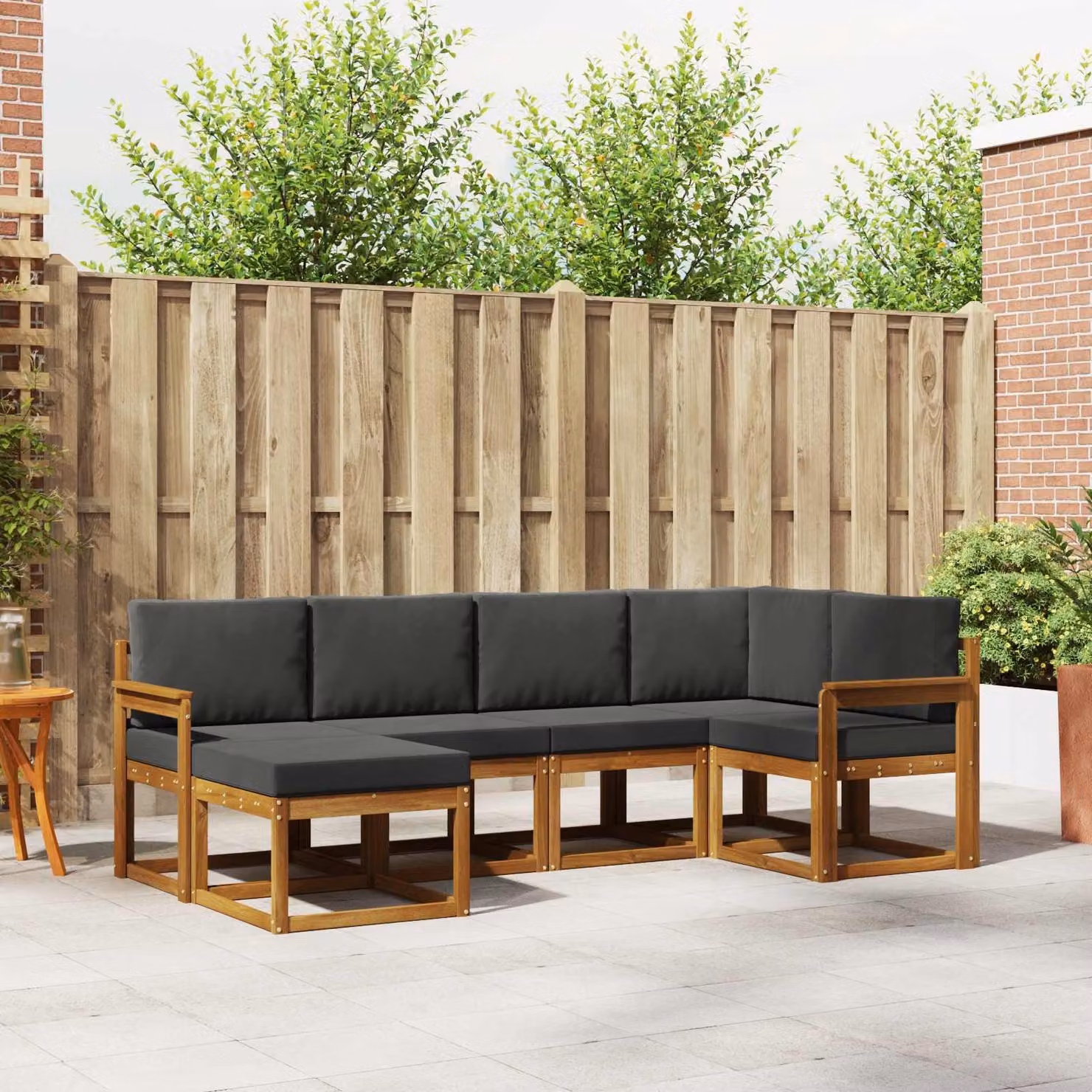 Set di divani da esterno vidaXL 6 pz in legno di acacia con cuscini, beige e antracite