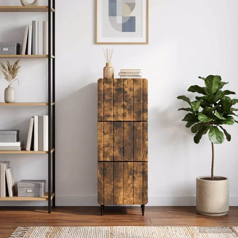 Carrello mobile con cassetti vidaXL in legno ingegnerizzato e metallo, marrone, L 33 cm x P 34,5 cm x H 92 cm