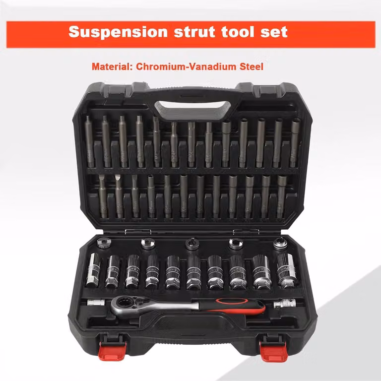 Set di chiavi a bussola esagonali da 43 pezzi per giunti sferici - Kit di strumenti per ammortizzatori e sospensioni - Attacco quadrato da 9,5 e 12,7 mm - Adatto per supporti delle molle e sterzo - Per uso su metallo