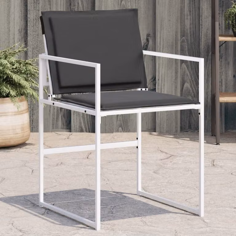 Set di 4 sedie da giardino vidaXL in acciaio verniciato e textilene con cuscini bianchi