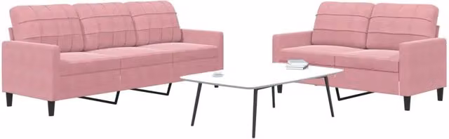 Set di 2 divani moderni vidaXL in velluto rosa con cuscini e struttura in metallo per il tuo soggiorno