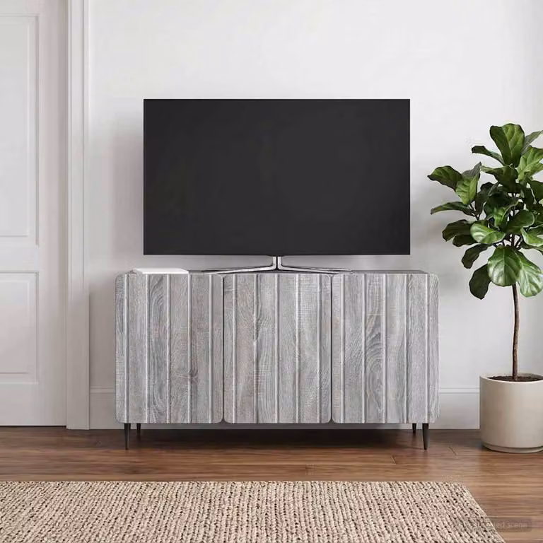 Mobile TV vidaXL Grigio con ruote e scomparti multimediali L 99 x P 34,5 x H 52 cm