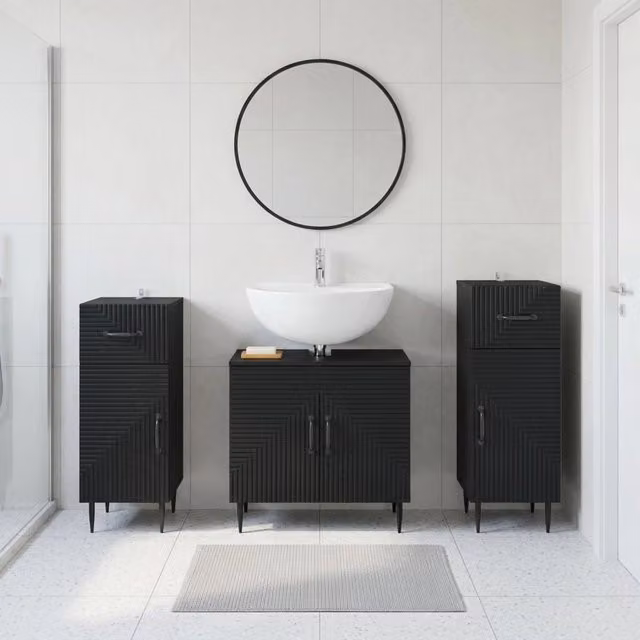 Set di armadietti da bagno in 3 pezzi HAARLEM Nero 3418018