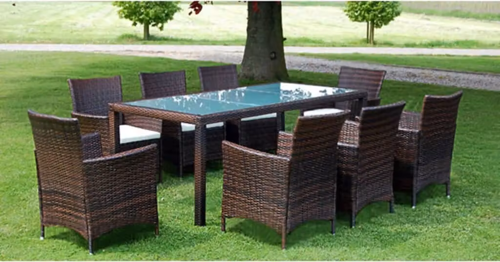 Maison Exclusive - Set da pranzo da giardino da 9 pezzi con cuscini in rattan sintetico marrone