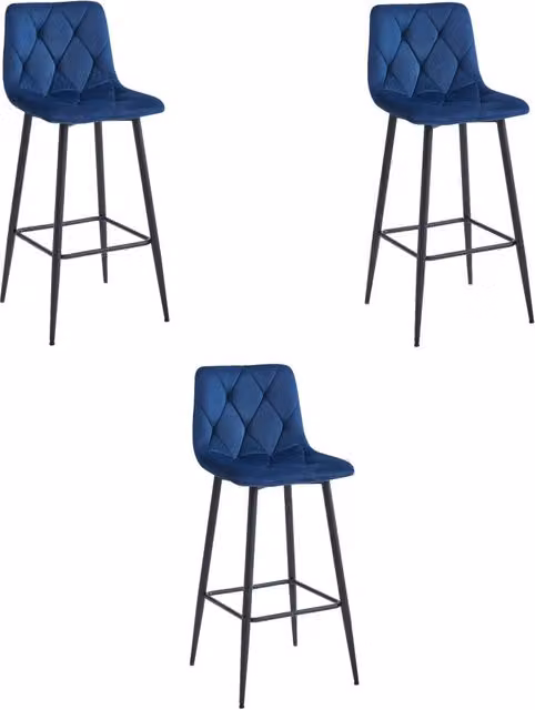 Valora KODA SGABELLO Blu Navy Velluto Gambe Nere x3