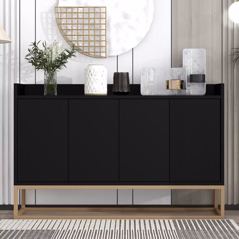 Armadio in metallo ProximaX a 4 ante in stile minimalista per sala da pranzo, soggiorno, cucina, nero
