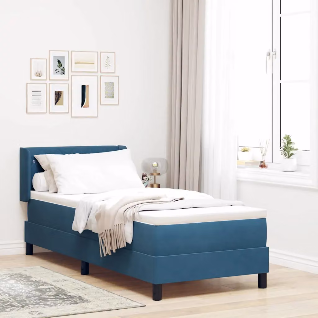 Letto ibrido con testiera in velluto blu vidaXL L: 200 cm, P: 80 cm
