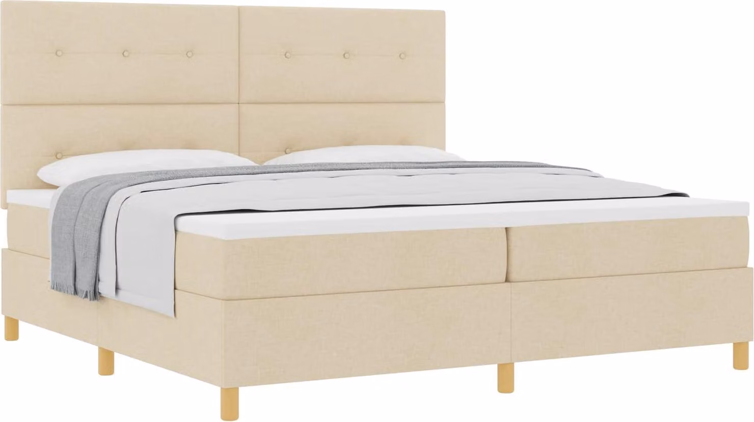 Letto a molle con materasso Crema 200 x 200 cm Tessuto