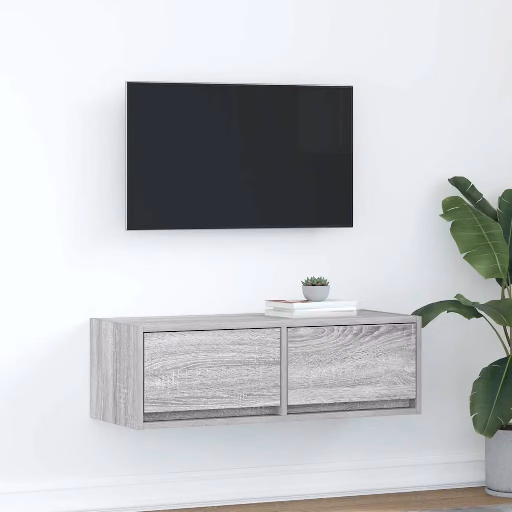 vidaXL Mobile Porta TV Moderno Grigio in Legno Multistrato e MDF L 80 x P 31 x H 25,5 cm
