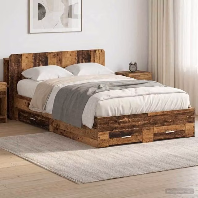 Telaio del letto con storage Legno antico 120 x 190 cm 3433737
