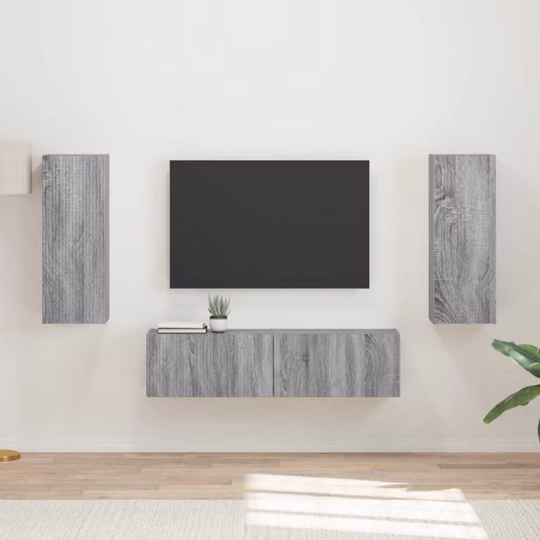 Set di 2 mobili TV moderni vidaXL in legno MDF Grigio per soggiorno