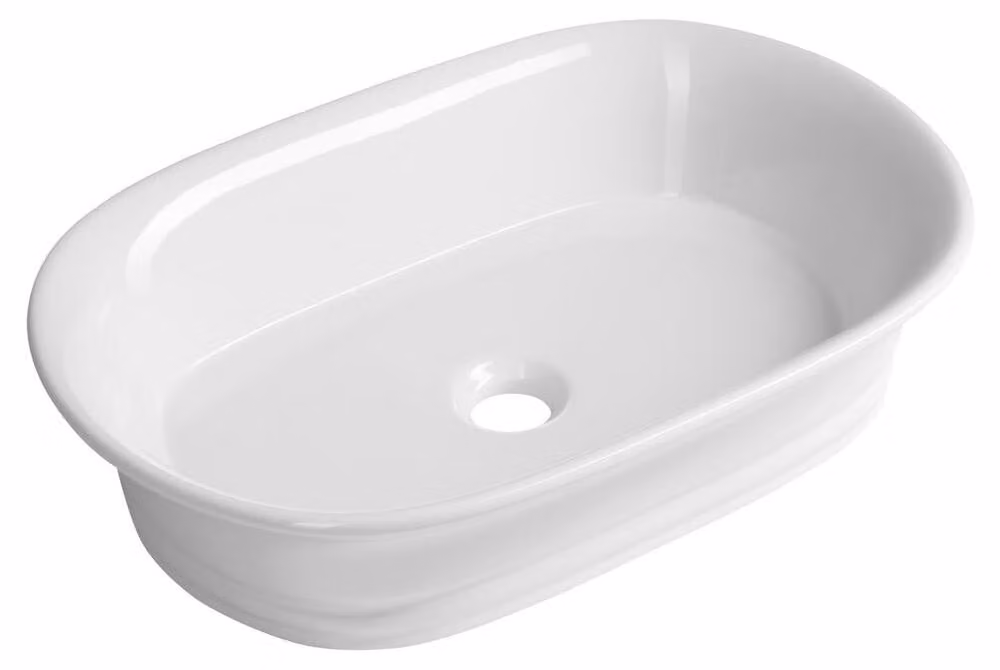 Lavabo da appoggio in Vetroceramica TIVOLI, 55x38 cm, bianco