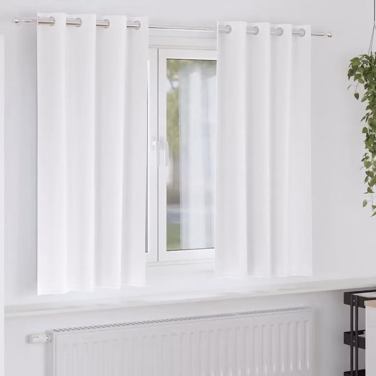 Set di 2 tende blackout vidaXL con anelli in poliestere, colore bianco, L: 175 cm x H: 140 cm