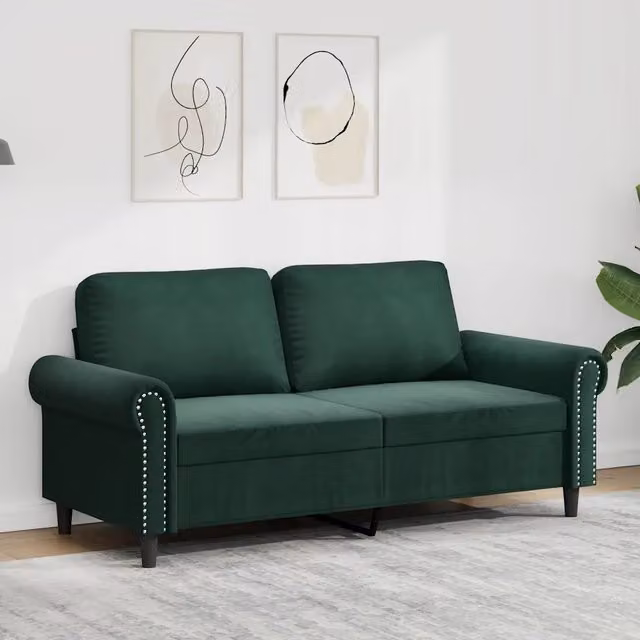 Divano a 2 Posti-Sofa 2 Posti Verde Scuro 140 cm in Velluto 631350
