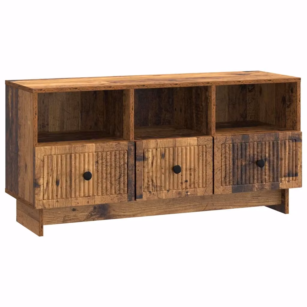 Mobile porta TV moderno in legno color marrone con vani multimediali L/P/H: 102 x 34,5 x 50 cm – 2
