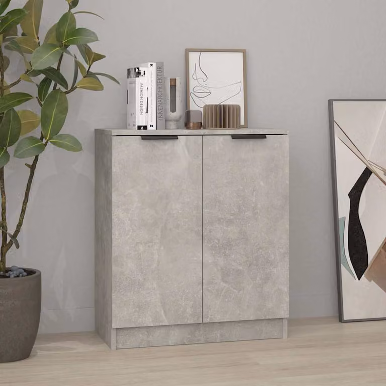 Credenza vidaXL in legno tecnico grigio cemento con design minimalista L: 60 cm, P: 30 cm, H: 70 cm