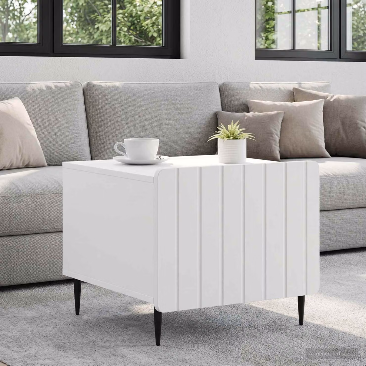 vidaXL Tavolino da salotto moderno Bianco L: 49 cm, P: 50 cm, H: 42 cm in legno MDF