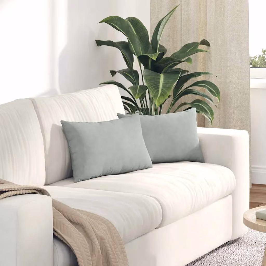 Set di 2 cuscini da divano vidaXL in velluto a coste grigio chiaro, L 50 cm x P 30 cm