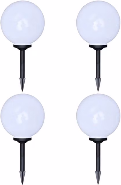Set di 4 lampade solari decorative da 30 cm illuminazione automatica giardino estate in plastica bianca 02_0046365