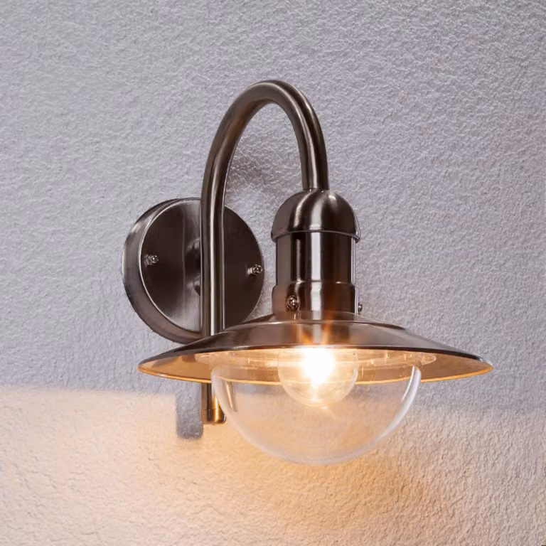 Applique da esterno Lindby Damion, 30 cm, acciaio inossidabile, E27, IP44 Damion Lindby, dimmerabile, Alluminio / Grigio / Zincato, Acciaio Inox, Moderno