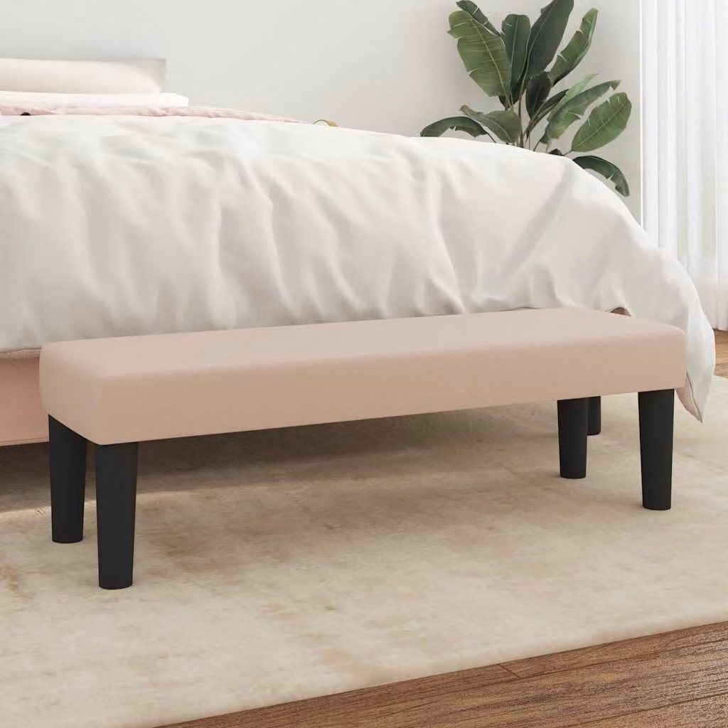 Panca moderna vidaXL in similpelle color beige e marrone, L 100 x P 30 x H 30 cm