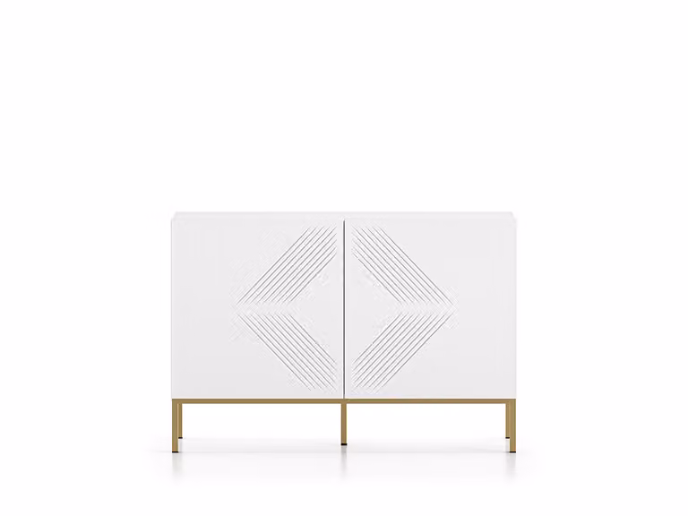 Cassettiera a doppia anta ADELE 3 - bianco / oro