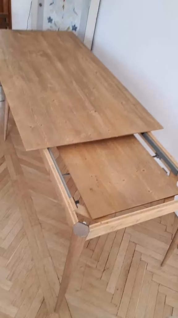 Tavolo da pranzo allungabile in abete di Mobili 2G, colore bianco e beige, stile scandinavo, rettangolare con quattro gambe – 2