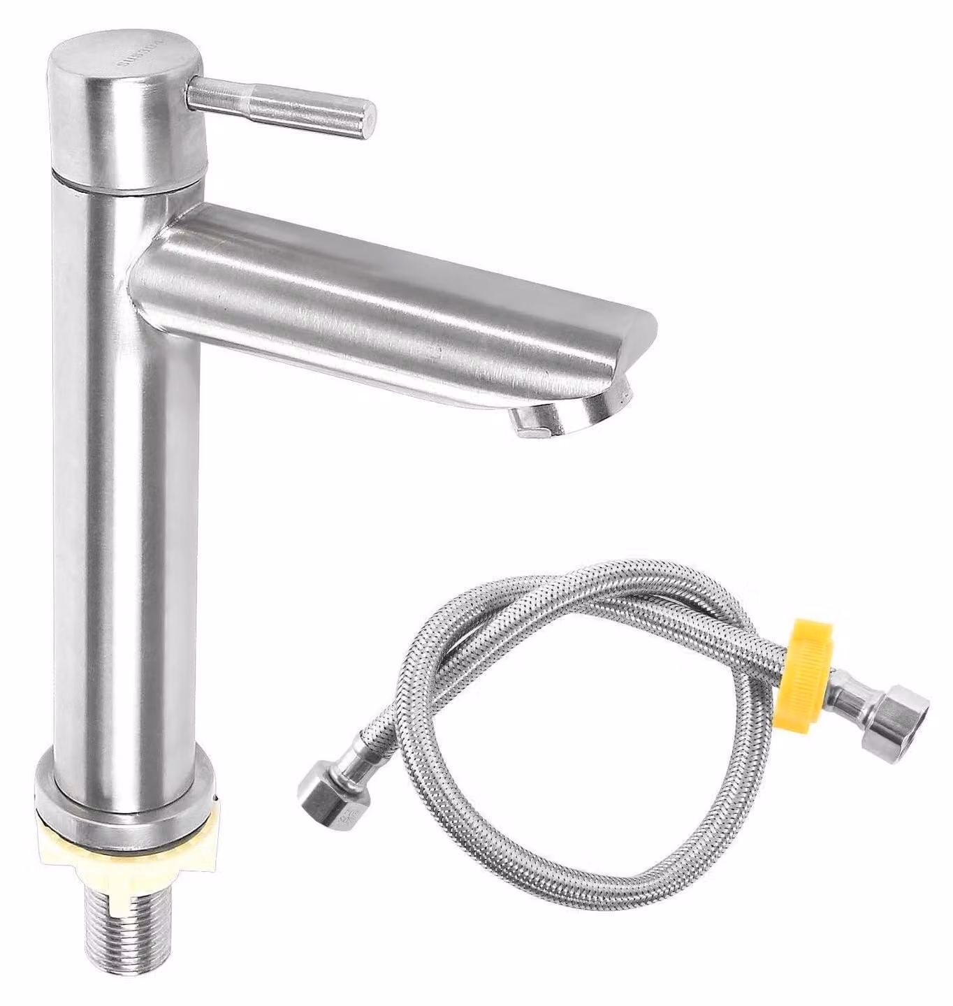 Rubinetto monocomando in acciaio inossidabile per bagno degli ospiti, con tubo da 60 cm