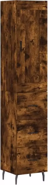 Credenza Buffet in Legno Rovere Fumo e Metallo Stile Industrial L: 34,5 cm, P: 34 cm, H: 180 cm