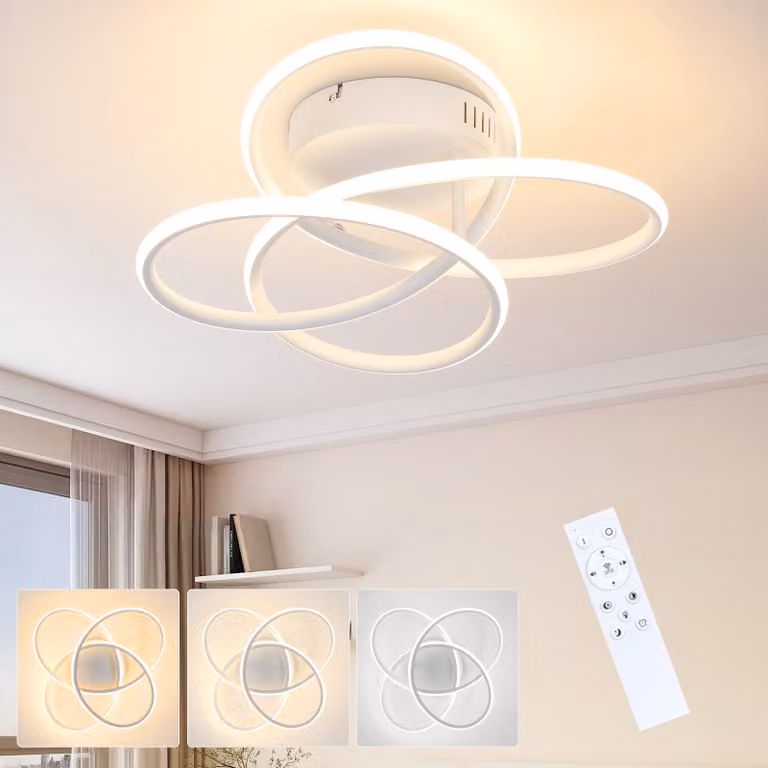 ZMH LED plafoniera plafoniera corridoio lampada moderna design bianco dimmerabile con telecomando in farfalla modellando cucina 44W metallo 36CM illuminazione a soffitto per camera da letto soggiorno ufficio