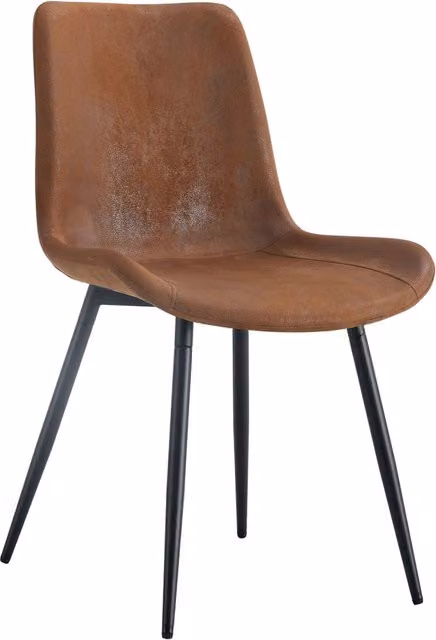 Set di 4 Sedie da Pranzo in Tessuto Tecnologico Traspirante Marrone con Struttura in Metallo Nero, Design Ergonomico